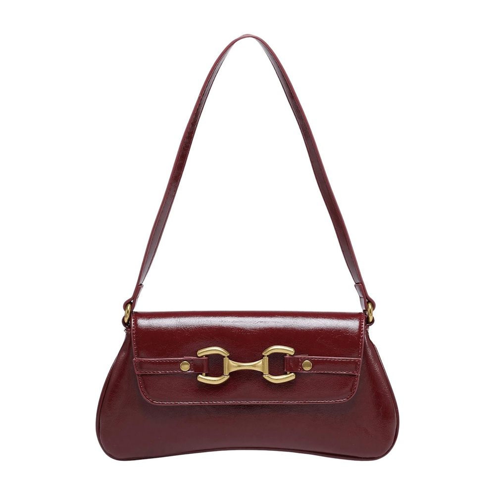 Vintage Leather Flap Shoulder Bags Buckled Decor Clutch Purse c:
